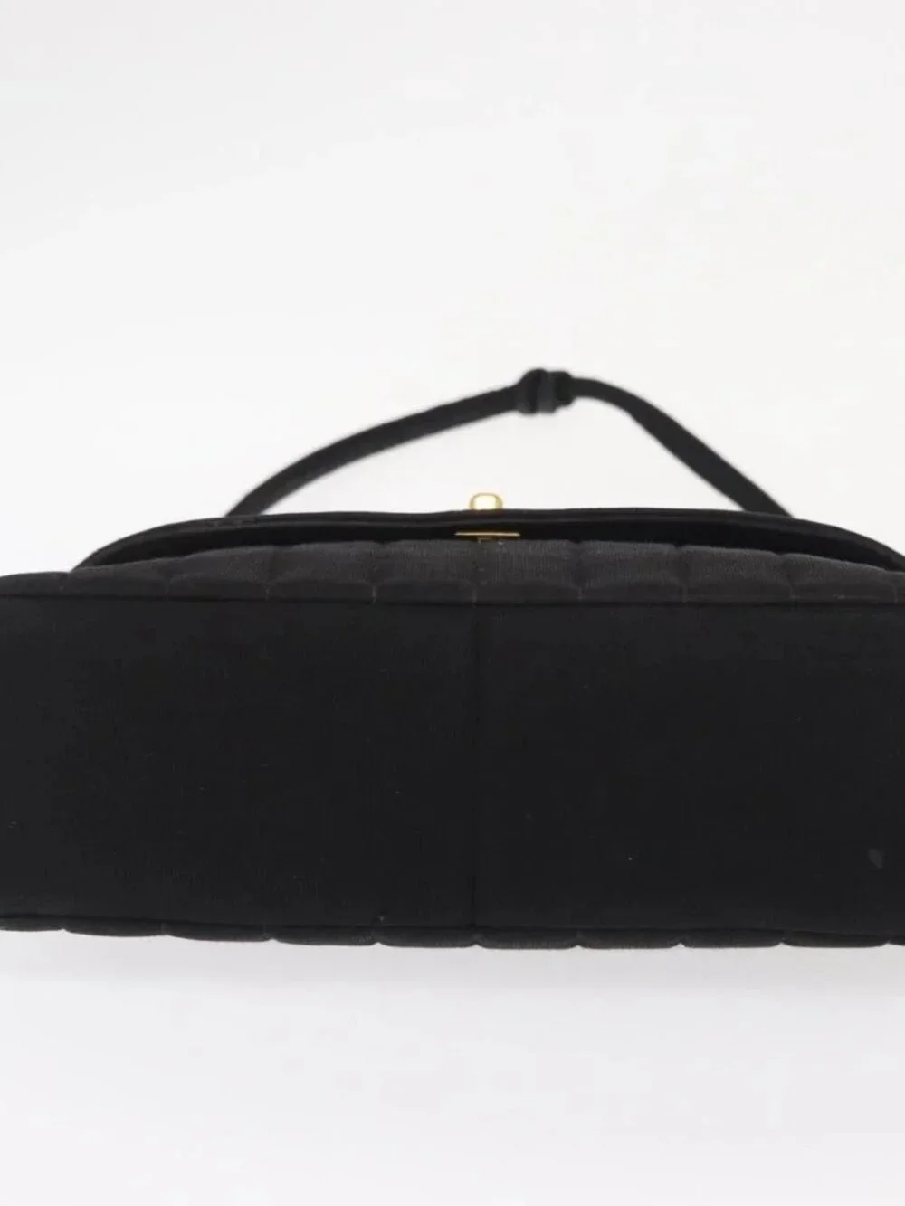 CHANEL Mademoiselle Shoulder Bag Cotton Black Gold CC Auth bs31506